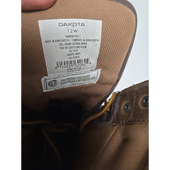 DAKOTA Men's 8517 Quad Comfort 8 Inch Steel Toe Composite Plate Work Boots 12W - Picture 4 of 7